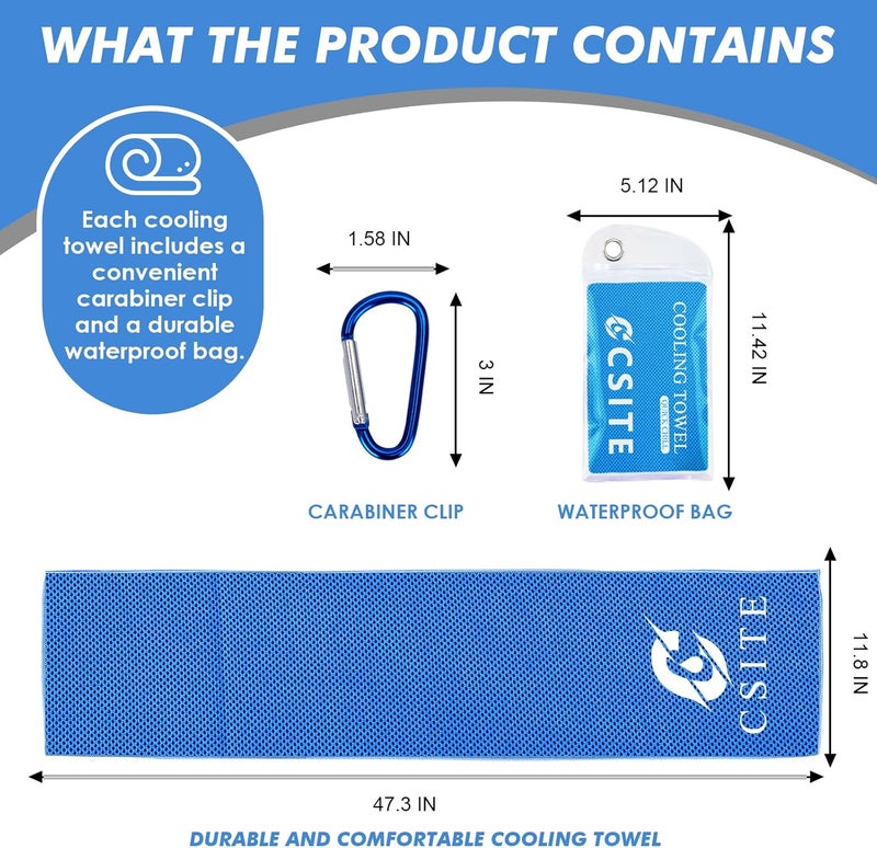 CASITE Cooling Towels for Neck and Face - 6 Pack 47x12 Inch Ice Cold Microfiber Towels, Soft & Breathable Cooling Towel for Hot Weather, Sports, Yoga, Workout, Running, Golf, Camping - Image 4